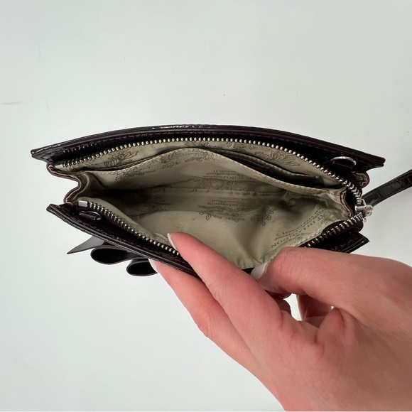 My Flat in London Leopard Wristlet Bag Patent Bow Crystal Brooch Y2K Glam - Picture 11 of 15